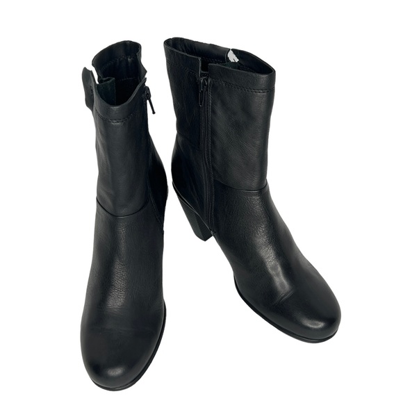 Ecco Black Double Zip Round Toe Mid Calf Leather Boots Size 40 EU / 9 -9.5 US - Picture 8 of 14